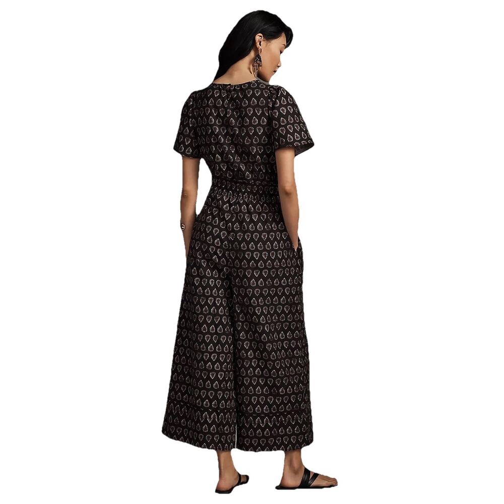 Anthropologie Women XS Black Wide leg Somerset Jumpsuit Motif Patterned BOHO - Picture 10 of 16